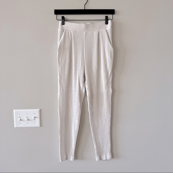 Heather Super High Rise Ribbed Leggings - Cream - Picture 1 of 7